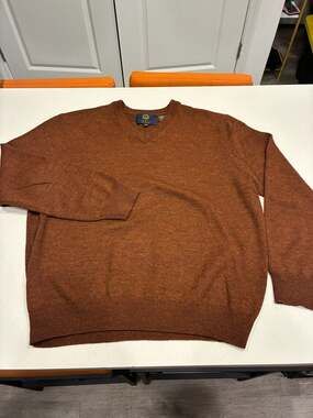 Viyella EST. London Men's Brown 100% Merino Wool V-Neck Pullover Sweater Size La